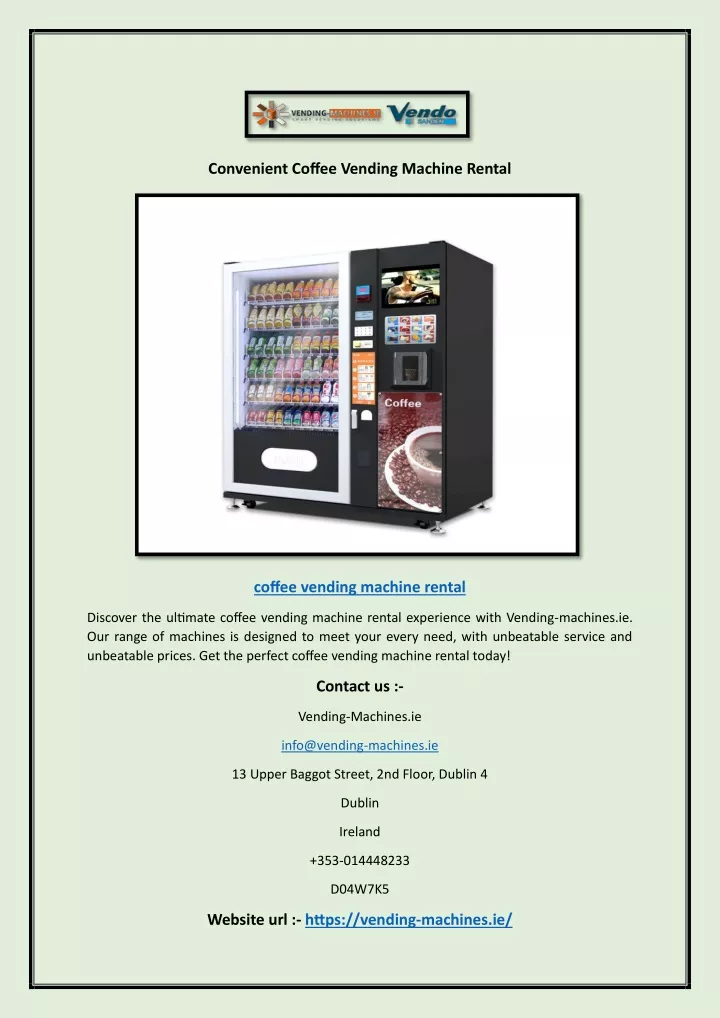 convenient coffee vending machine rental