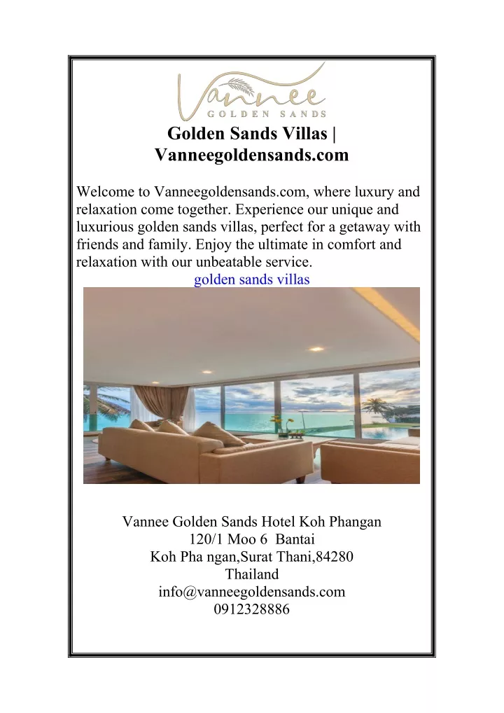 golden sands villas vanneegoldensands com