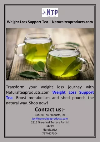 Weight Loss Support Tea  Naturalteaproducts.com