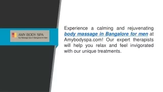 Body Massage In Bangalore For Men  Amybodyspa.com