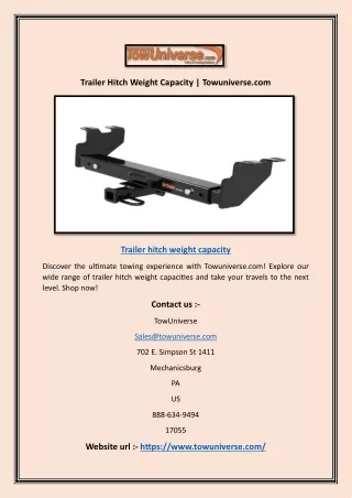 Trailer Hitch Weight Capacity | Towuniverse.com