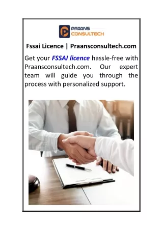 fssai licence praansconsultech com