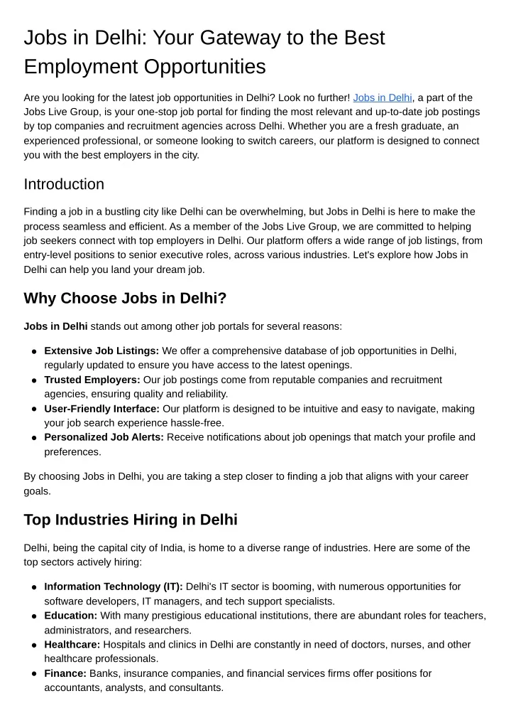 jobs in delhi your gateway to the best employment