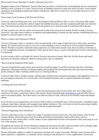 discovering towson maryland a guide to enjoying