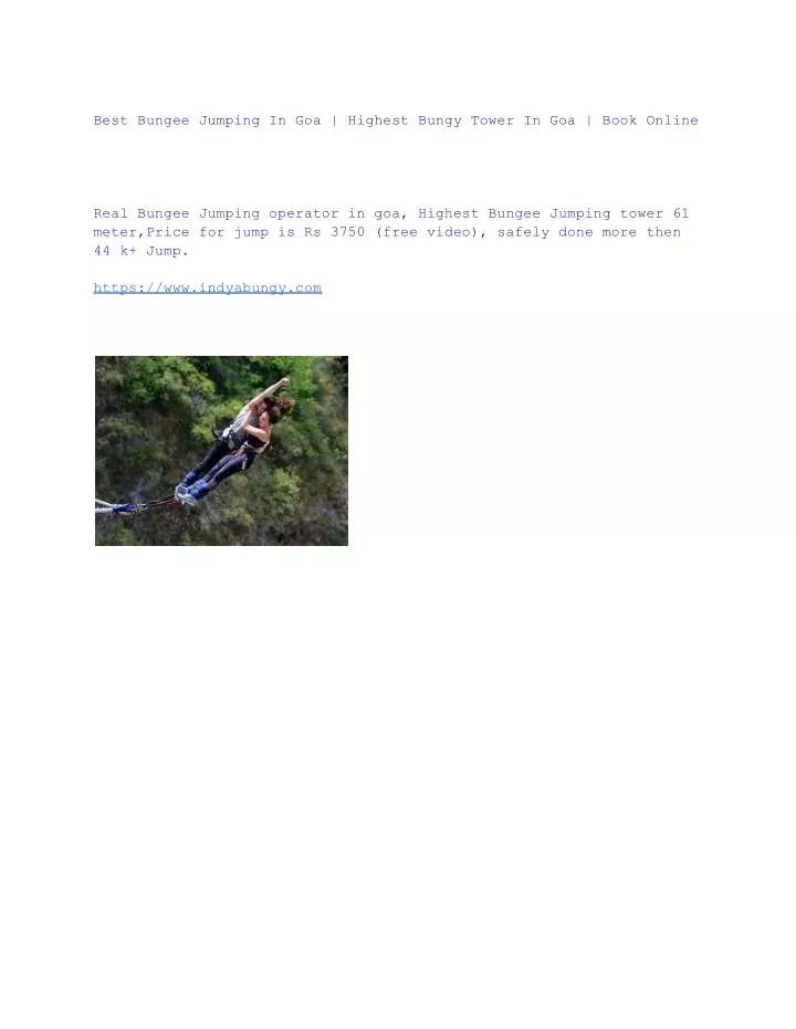 best bungee jumping in goa highest bungy tower