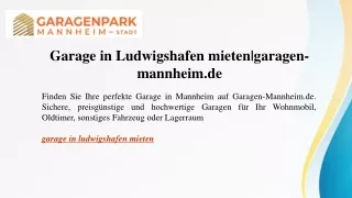 Garage in Ludwigshafen mieten garagen-mannheim.de