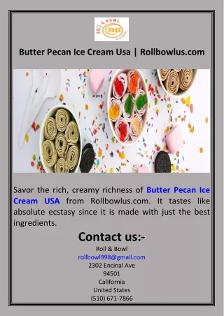 Butter Pecan Ice Cream Usa  Rollbowlus.com