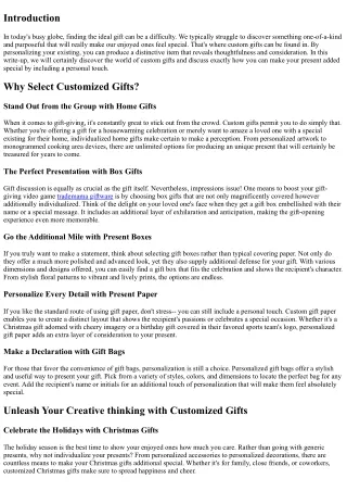 Custom Gifts: Individualize Your Present to Make It Bonus Unique
