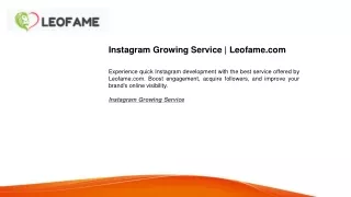 Instagram Growing Service Leofame.com