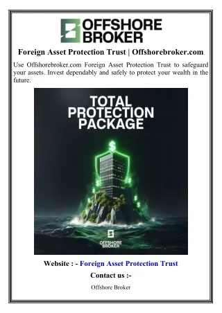 Foreign Asset Protection Trust  Offshorebroker.com