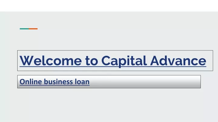 welcome to capital advance