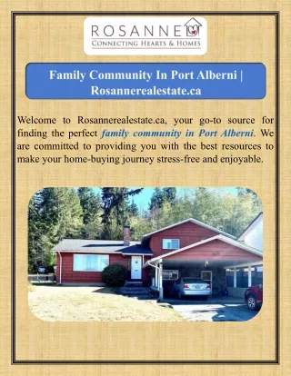 Family Community In Port Alberni  Rosannerealestate.ca