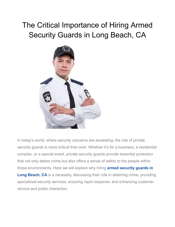 the critical importance of hiring armed security