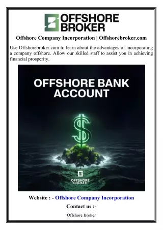 Offshore Company Incorporation  Offshorebroker.com