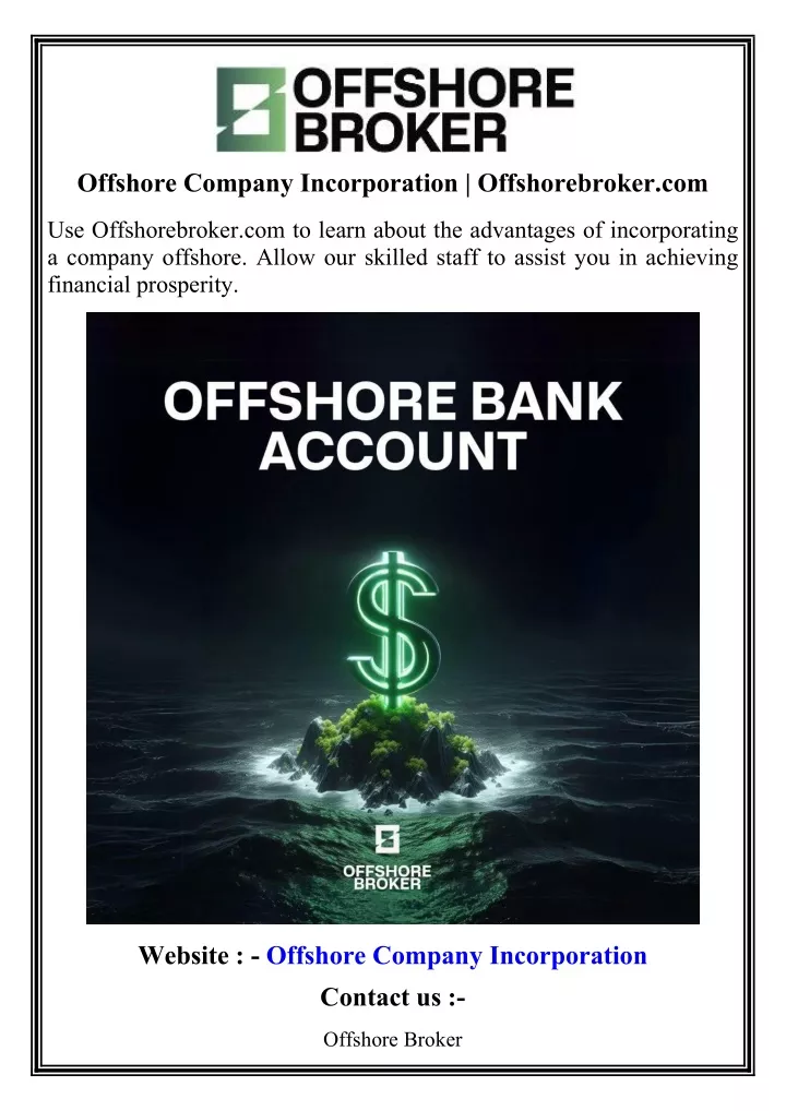 offshore company incorporation offshorebroker com