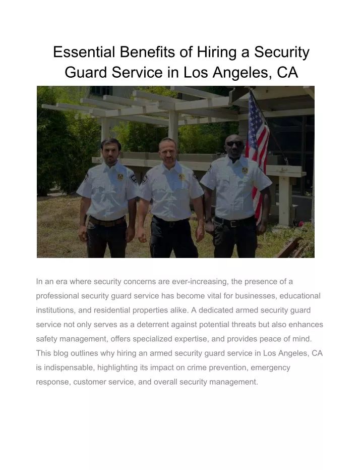 essential benefits of hiring a security guard