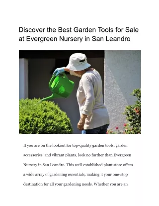 Discover the Best Garden Tools for Sale at Evergreen Nursery in San Leandro