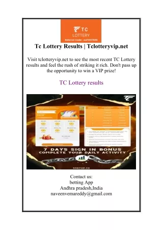 Tc Lottery Results | Tclotteryvip.net