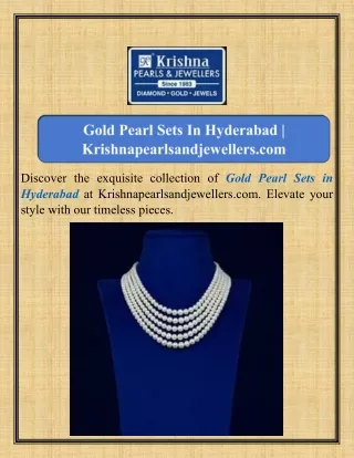Gold Pearl Sets In Hyderabad Krishnapearlsandjewellers.com
