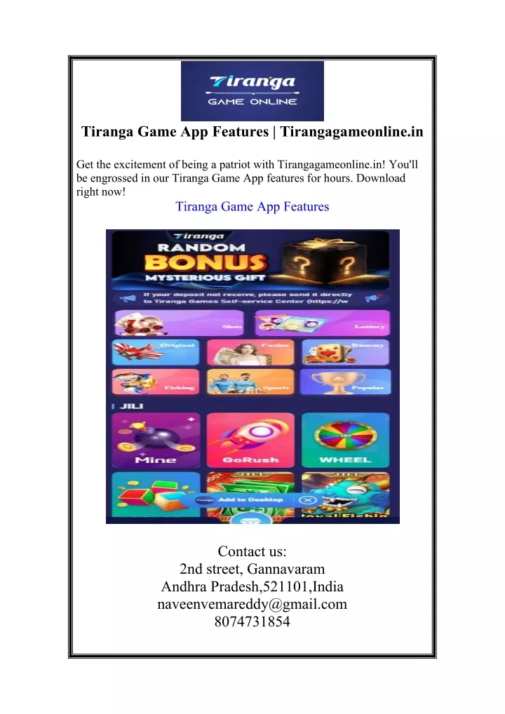 tiranga game app features tirangagameonline in