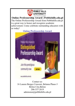 Online Professorship Award | Pebblehills.edu.pl