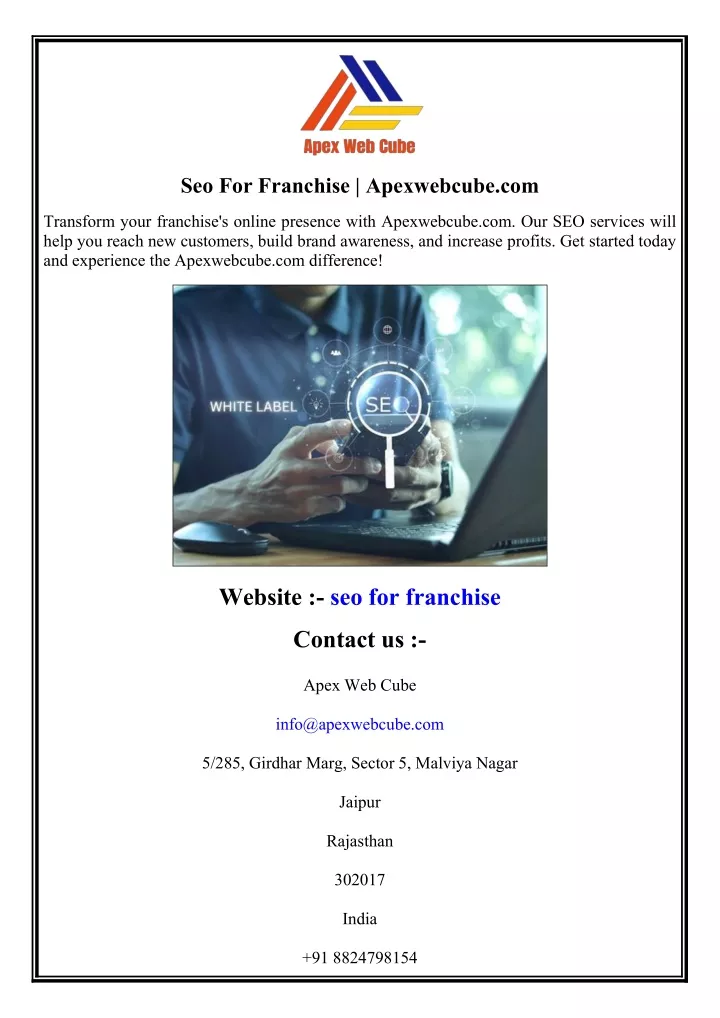 seo for franchise apexwebcube com