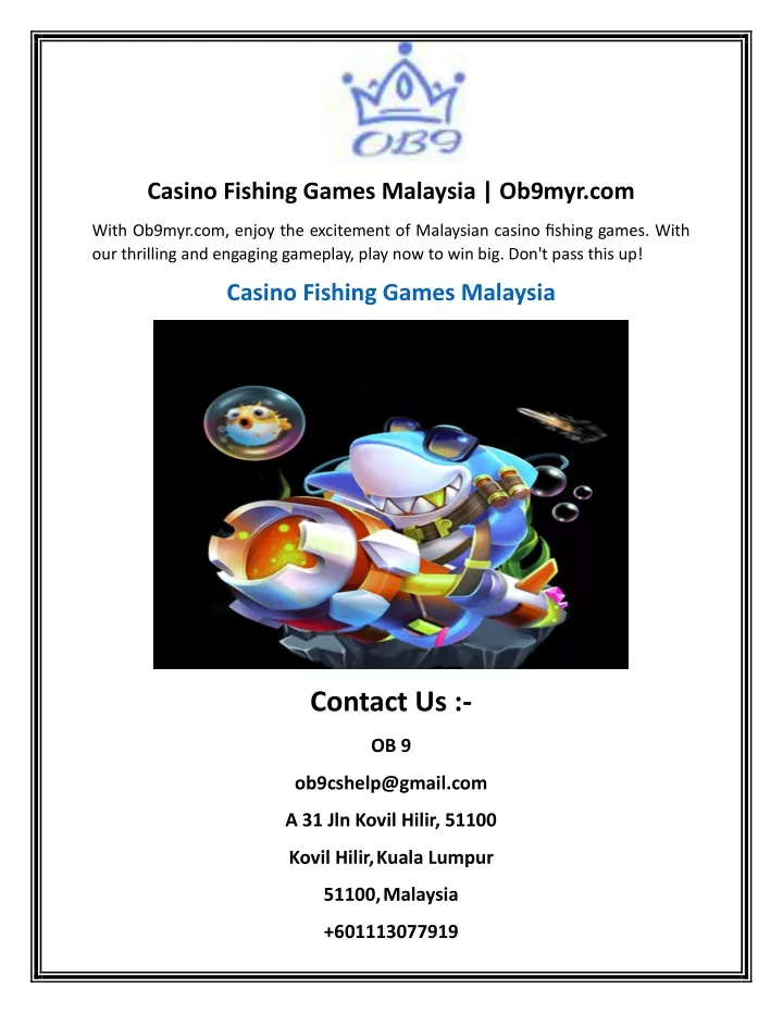 casino fishing games malaysia ob9myr com