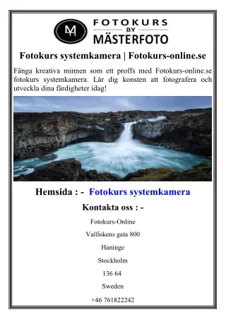 Fotokurs systemkamera  Fotokurs-online.se