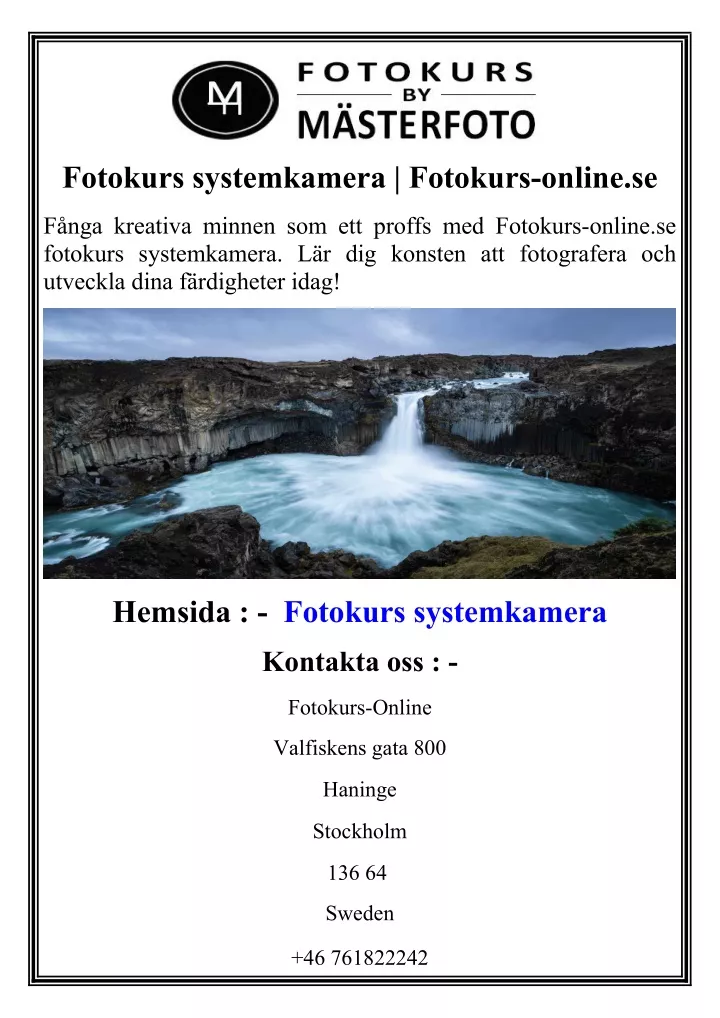 fotokurs systemkamera fotokurs online se