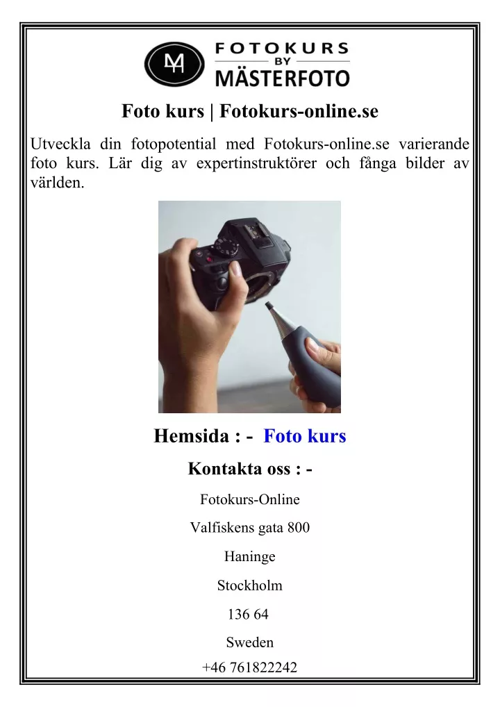 foto kurs fotokurs online se