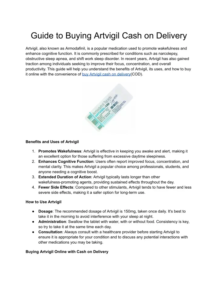 guide to buying artvigil cash on delivery