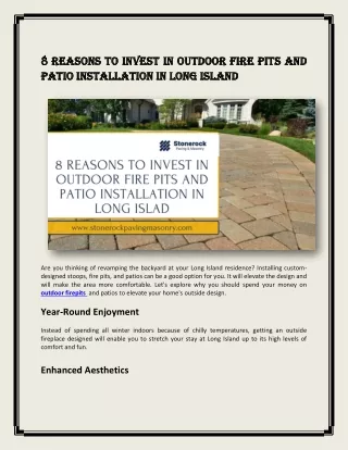 8 Reasons to Invest in Outdoor Fire Pits and Patio Installation in Long Island