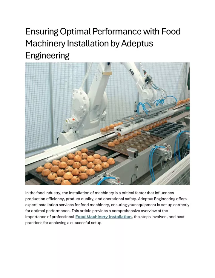 ensuring optimal performance with food machinery