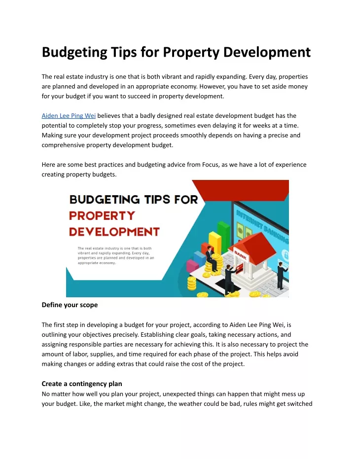 budgeting tips for property development