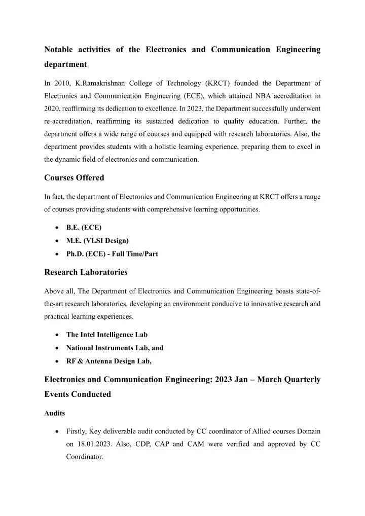 notable activities of the electronics