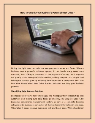 How to Unlock Your Business's Potential with Odoo