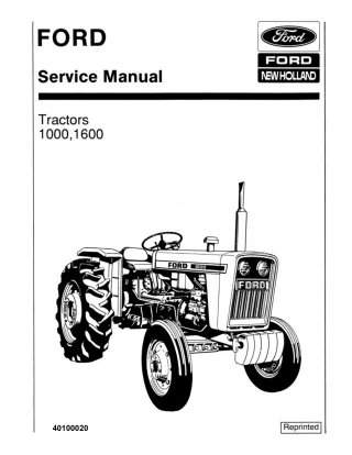 Ford 1000, 1600 Tractor Service Repair Manual Instant Download