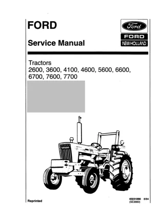 Ford 2600, 3600, 4100, 4600, 5600, 6600, 6700, 7600, 7700 Tractor Service Repair Manual Instant Download