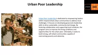 Urban Poor Leadership