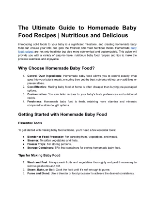 Baby Food Recipes