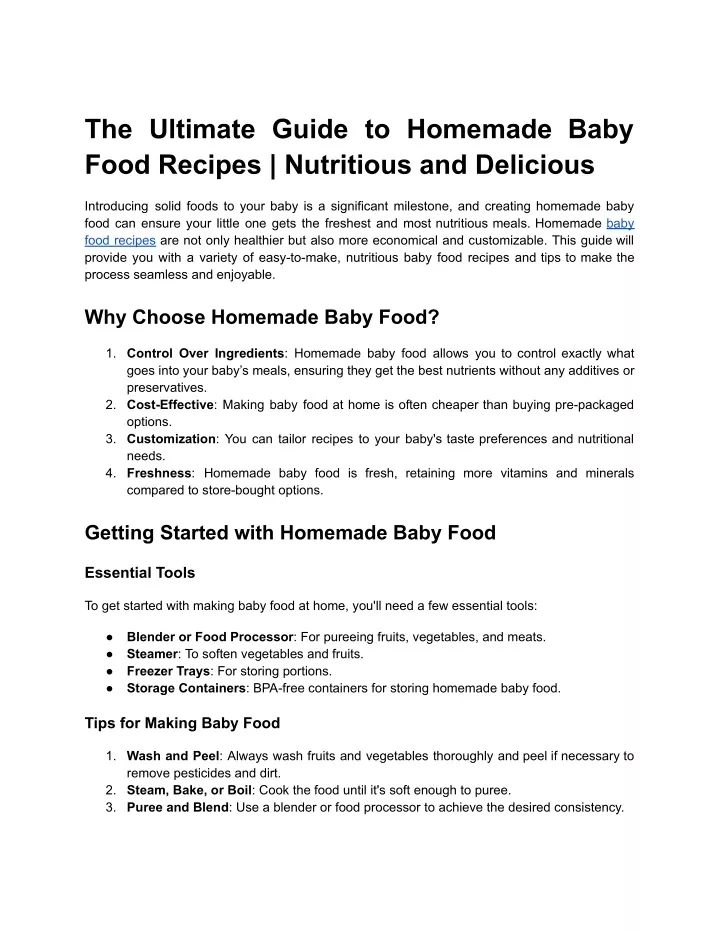 the ultimate guide to homemade baby food recipes