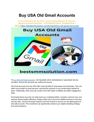 Buy USA Old Gmail Accounts