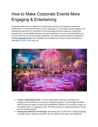 How to Make Corporate Events More Engaging & Entertaining