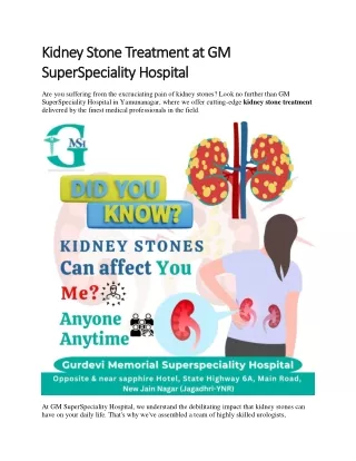 Kidney Stone Treatment at GM SuperSpeciality Hospital