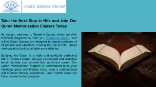 Take the Next Step in Hifz and Join Our Quran Memorization Classes Today