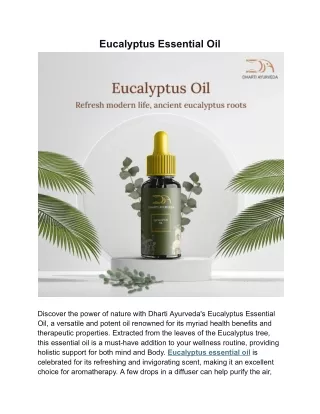 Eucalyptus Essential Oil | Dharti Ayurveda