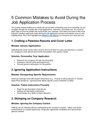 5 Common Mistakes to Avoid During the Job Application Process