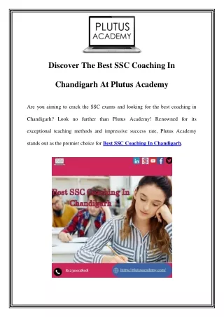 Best SSC Coaching in Chandigarh | Plutus Academy
