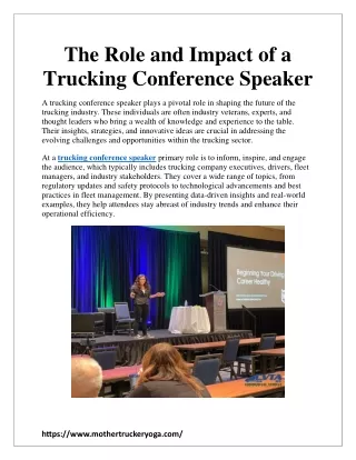 The Role and Impact of a Trucking Conference Speaker