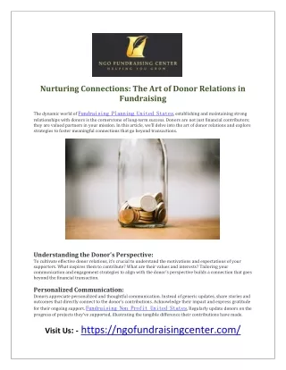 The Art of Donor Relations in Fundraising